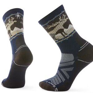 Smartwool Men's Medium Hike Mountain Moose Crew Socks Navy NWT